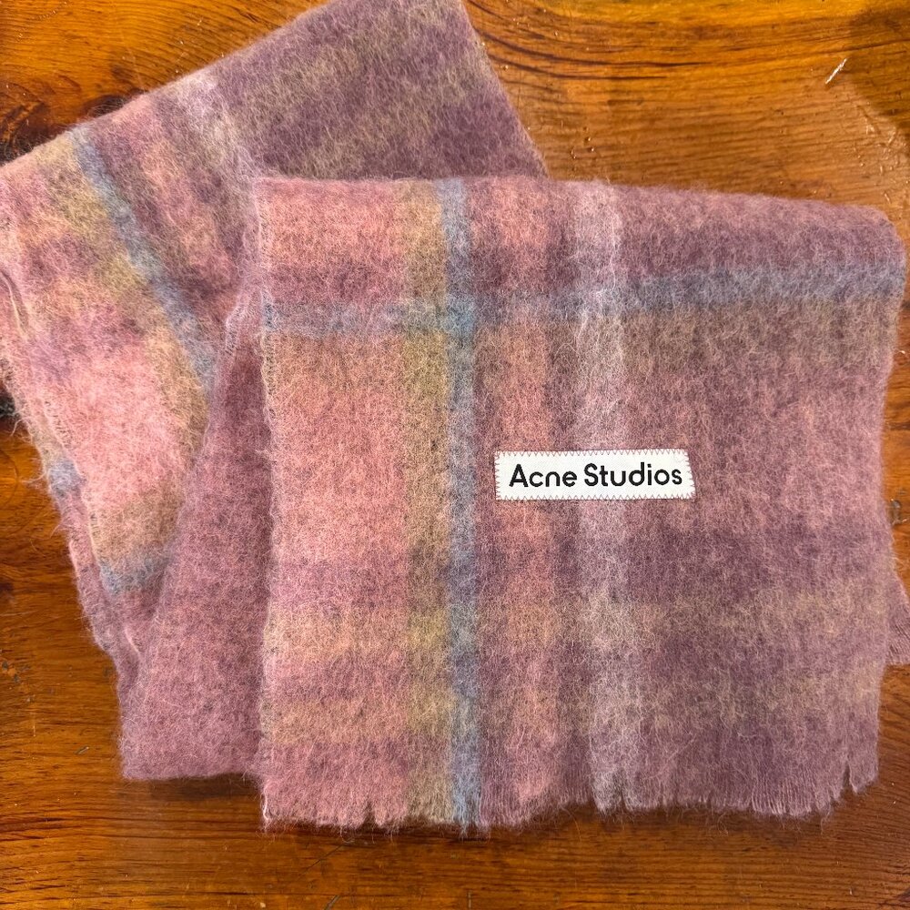 Acne Studios Mauve Pastel Plaid Scarf